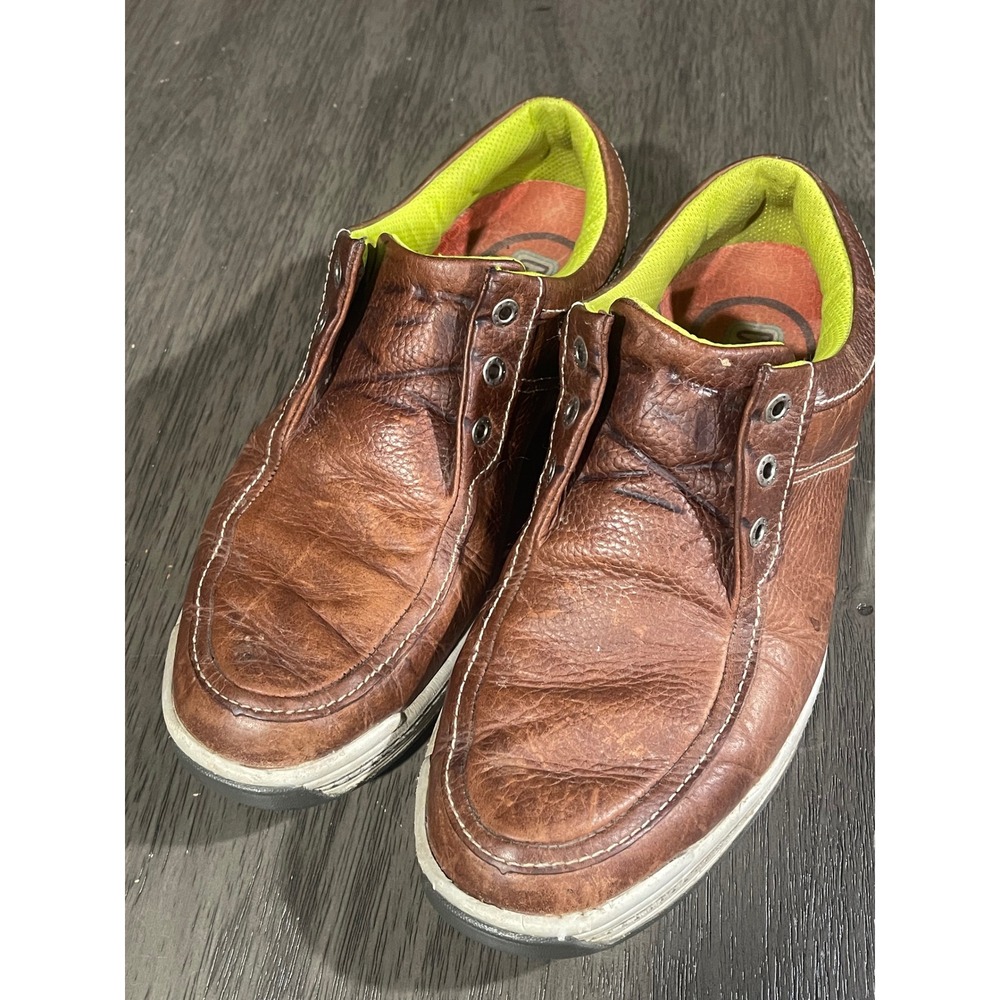 FootJoy Mens 8.5 Brown Golf Shoes Contour Series Spikeless Leather 54252
